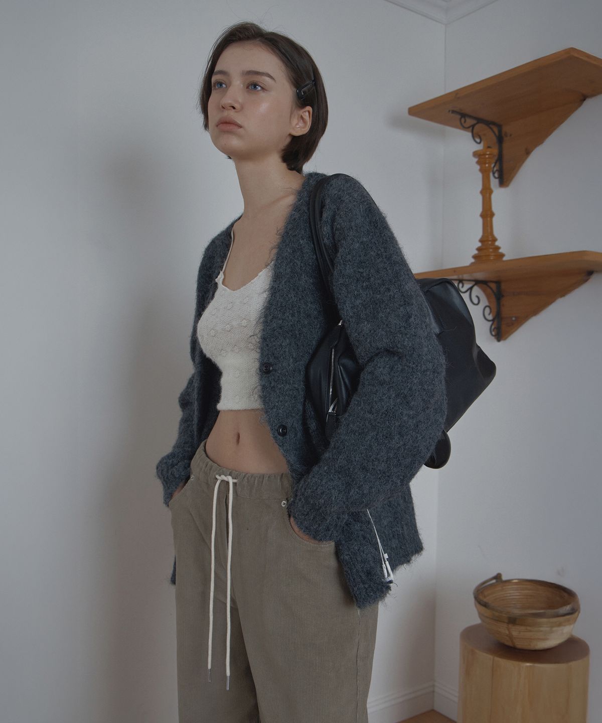 포에트서울(POETSEOUL) hairy over cardigan_charcoal
