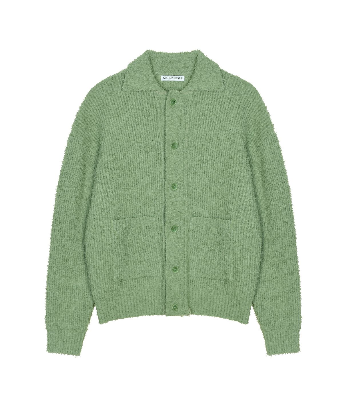 닉앤니콜(NICK&NICOLE) BOUCLE COLLAR KNIT CARDIGAN_OLIVE