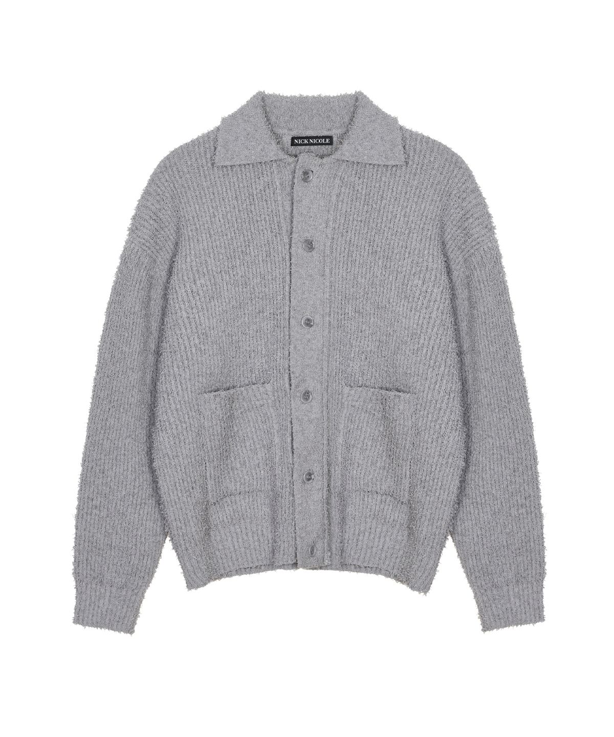 닉앤니콜(NICK&NICOLE) BOUCLE COLLAR KNIT CARDIGAN_GRAY