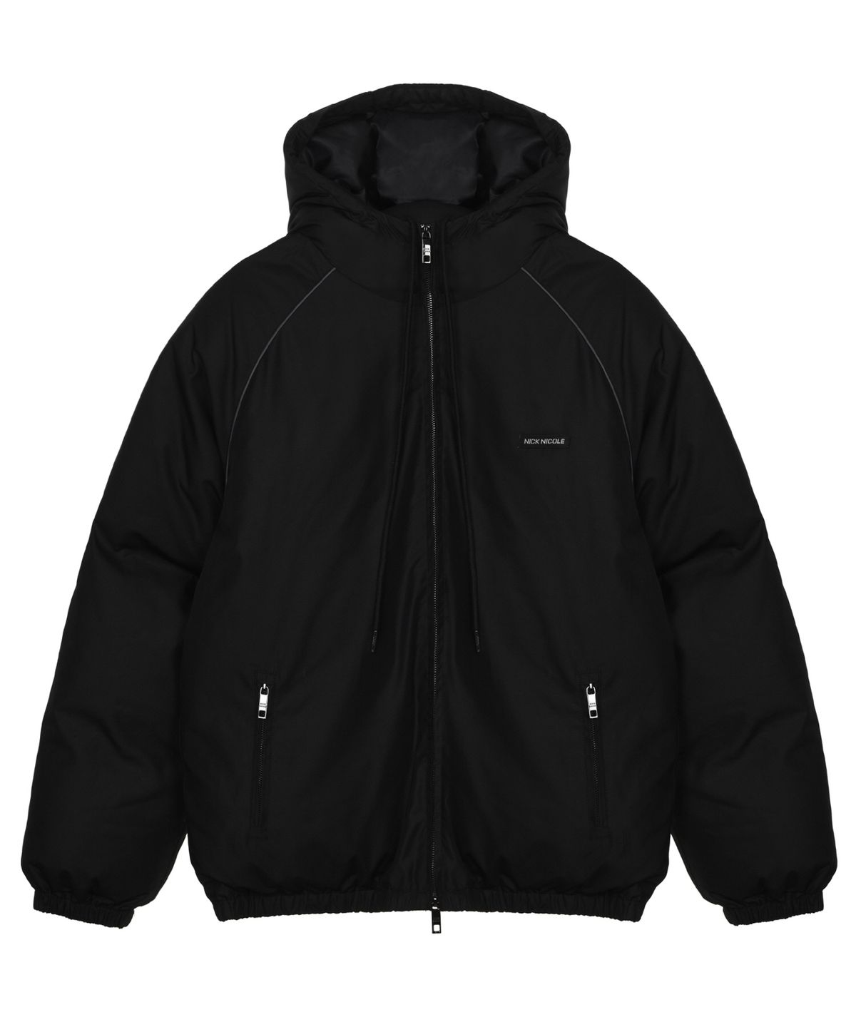 닉앤니콜(NICK&NICOLE) MINIMAL PIPING HOODED PADDING_BLACK