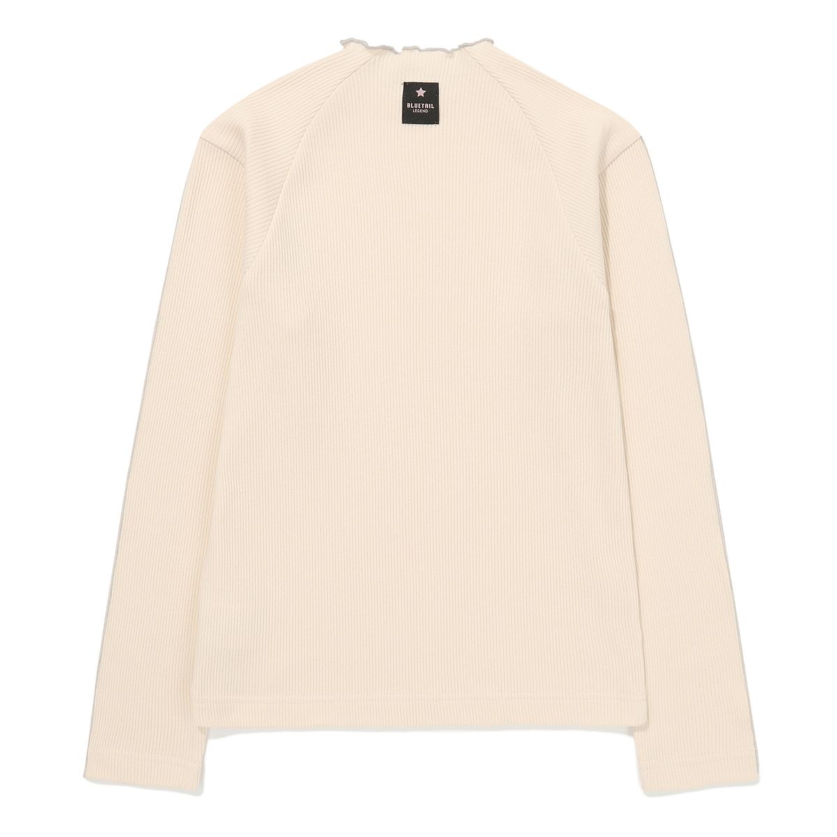 블루테일(BLUETAIL) AZI4TS01IV 프릴 아이보리 골지 티셔츠