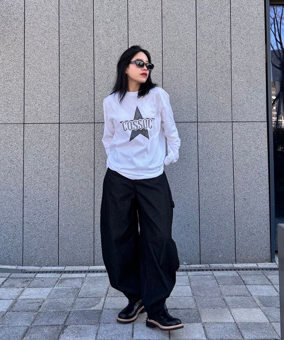 코소(COSO) CC 크랭크 스타 롱슬리브 긴팔티(WHITE)