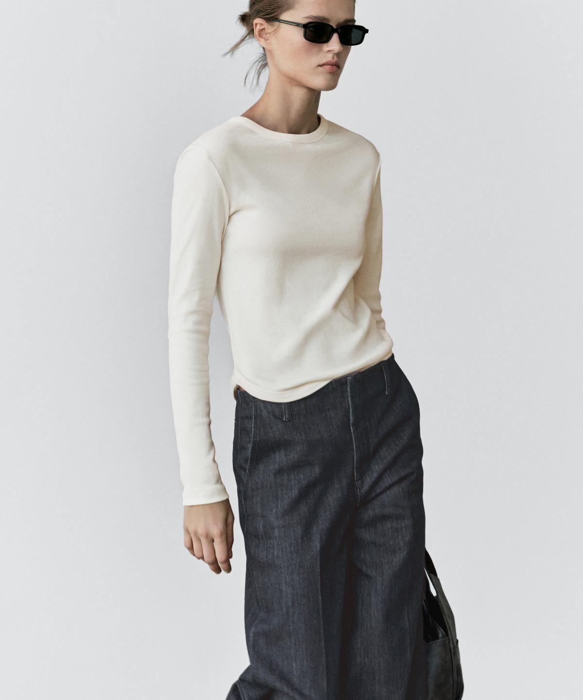 마시모두띠(MASSIMO DUTTI) 미드라이즈 와이드 레그 진