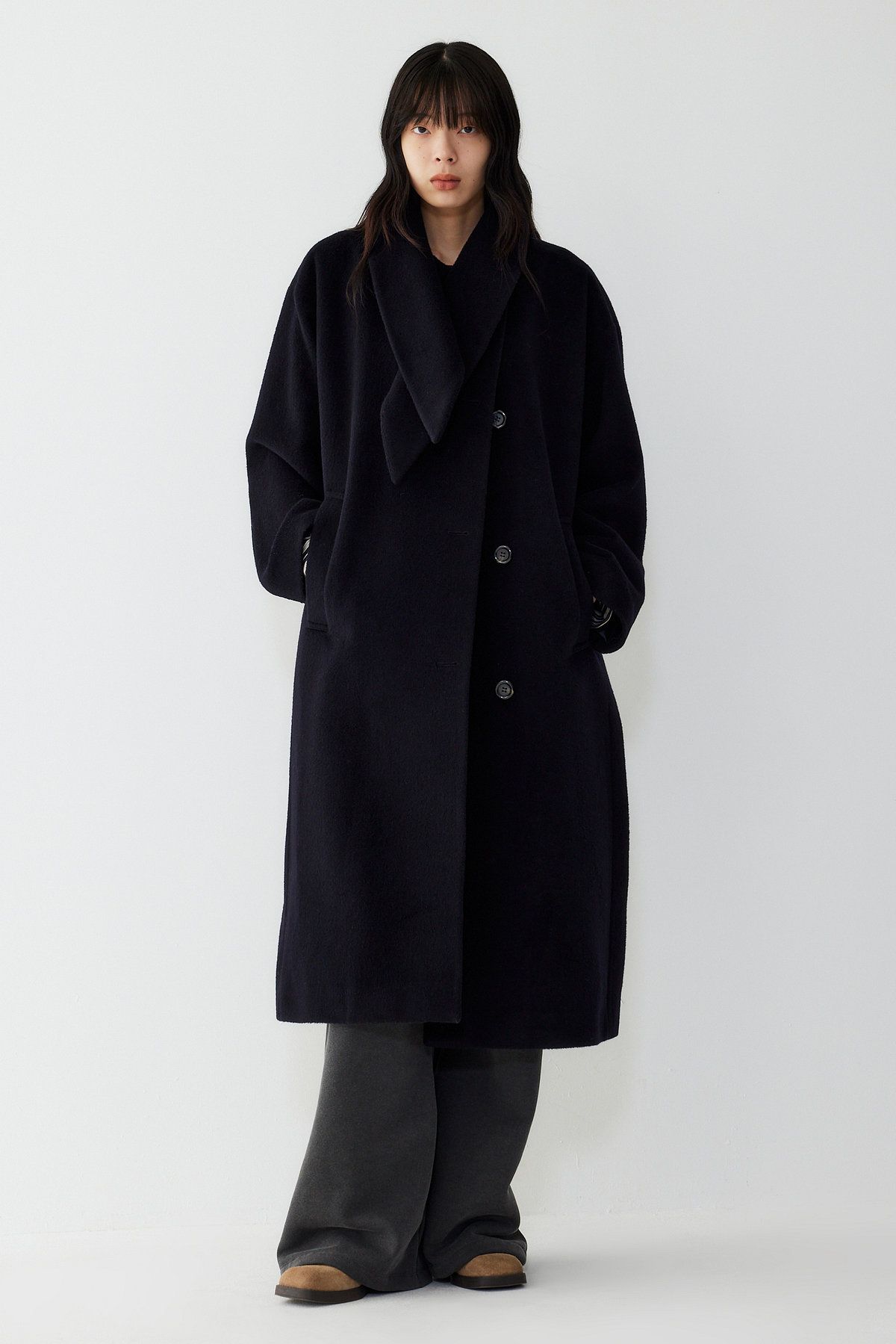 MUSINSA公式 | STUDIO TOMBOY ウォマーセットロングコート_ダーク