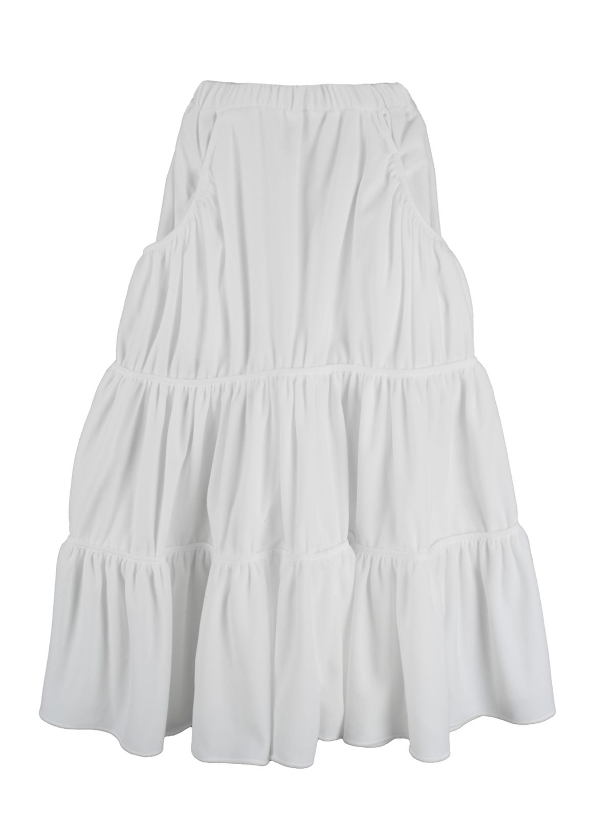 로액슈얼(LO AXUAL) FLEECE LOOSE POCKET TIERD SKIRT_WHITE