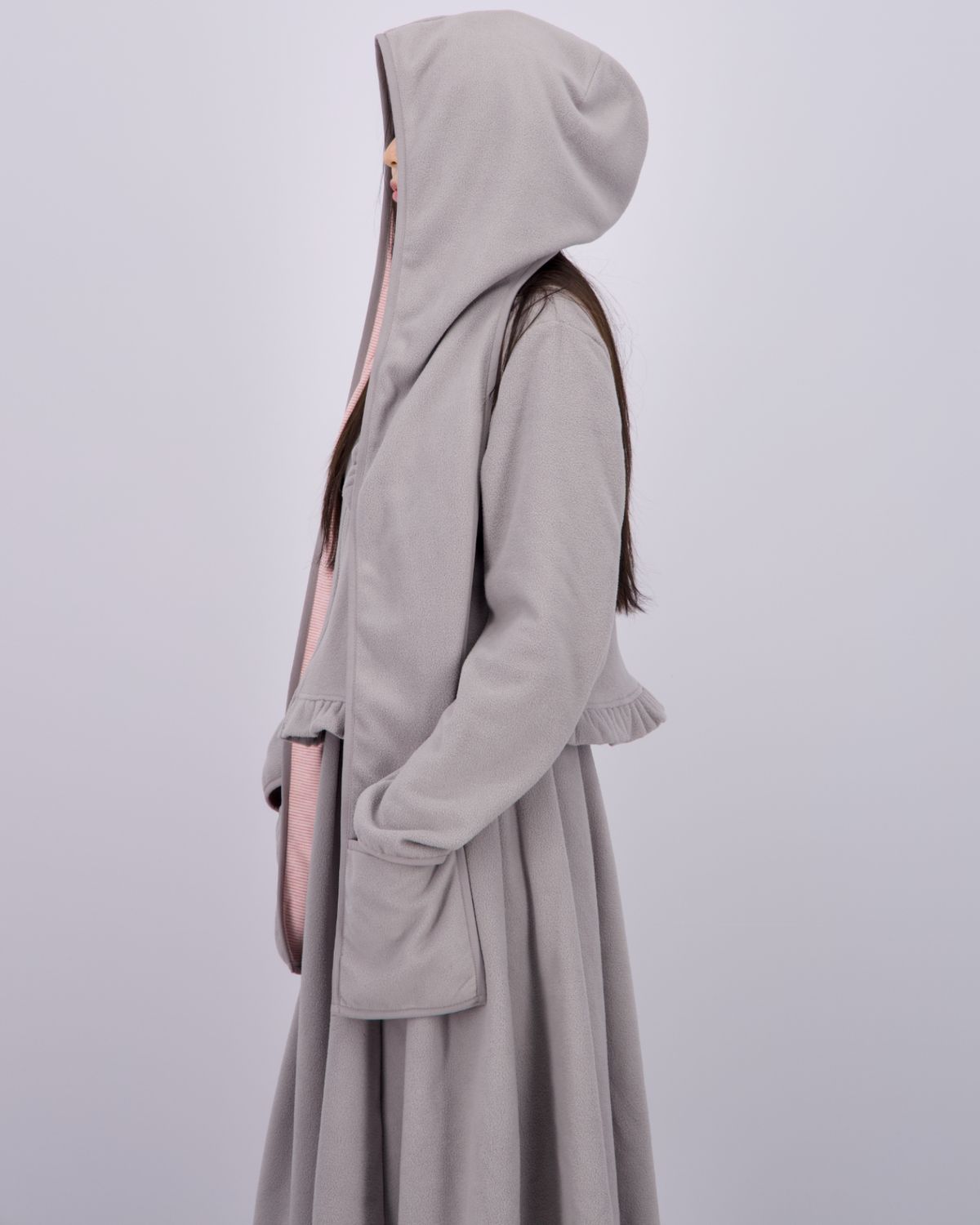 로액슈얼(LO AXUAL) FLEECE REVERSIBLE HOOD MUFFLER_MELANGE GREY