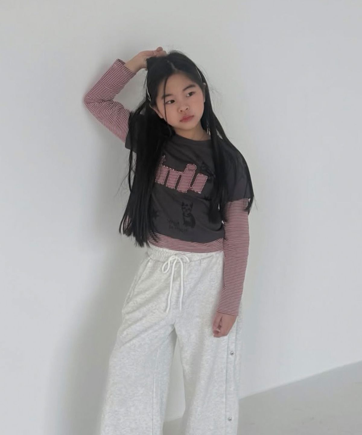 티미유(TMIU) 스트라이프 레이어드 티셔츠