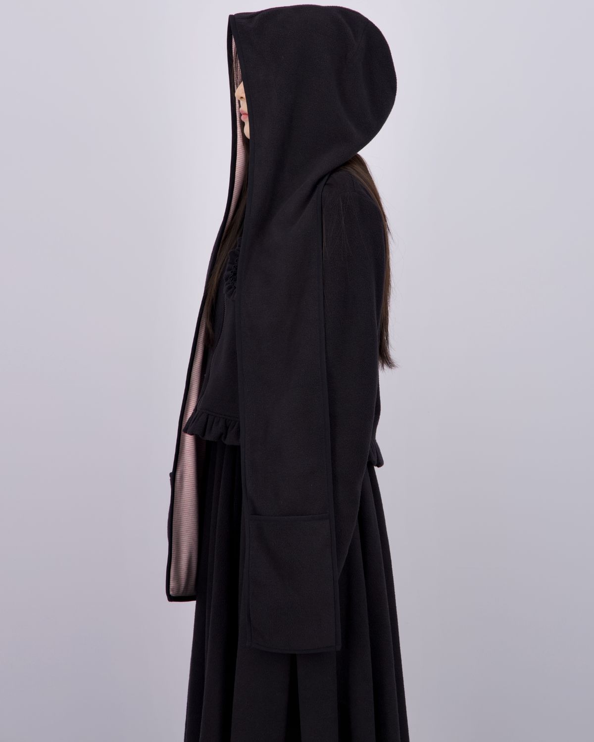 로액슈얼(LO AXUAL) FLEECE REVERSIBLE HOOD MUFFLER_BLACK