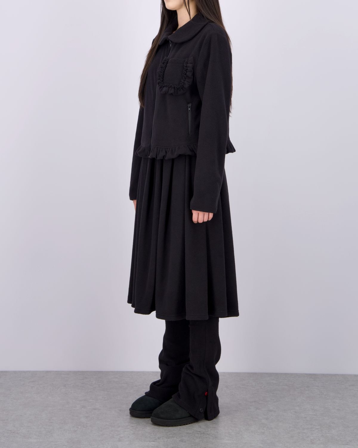 로액슈얼(LO AXUAL) FLEECE MIDI WARMER SKIRT_BLACK