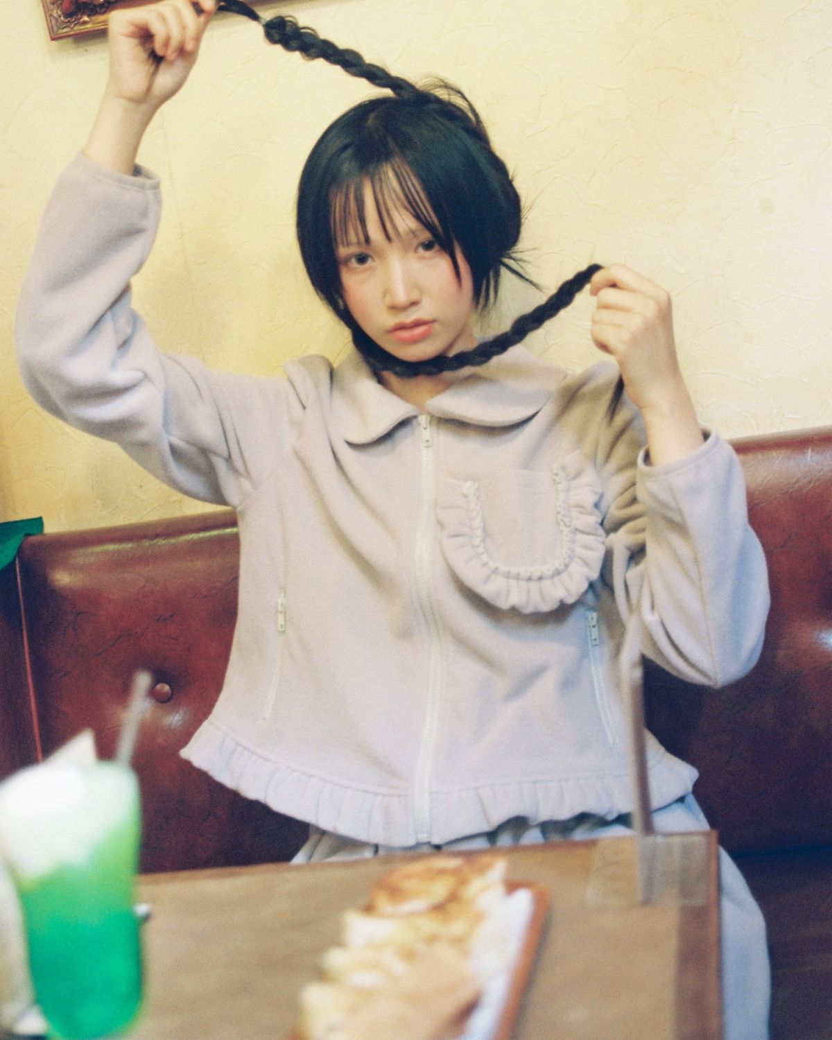 로액슈얼(LO AXUAL) FLEECE FRILL POCKET JACKET_MELANGE GREY