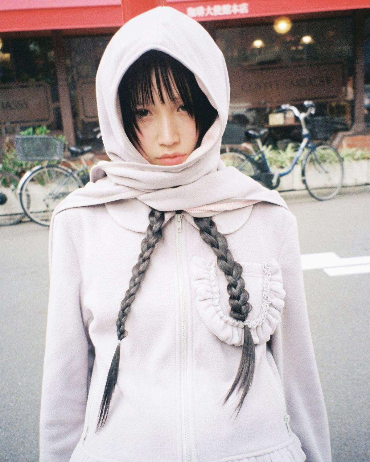 로액슈얼(LO AXUAL) FLEECE FRILL POCKET JACKET_MELANGE GREY