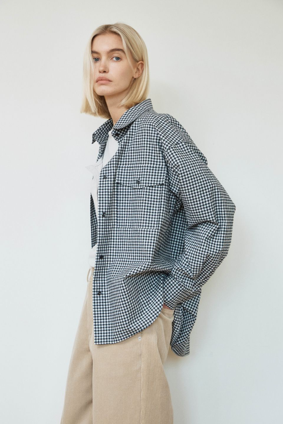 MUSINSA | IHR Oversized gingham check shirt / Black
