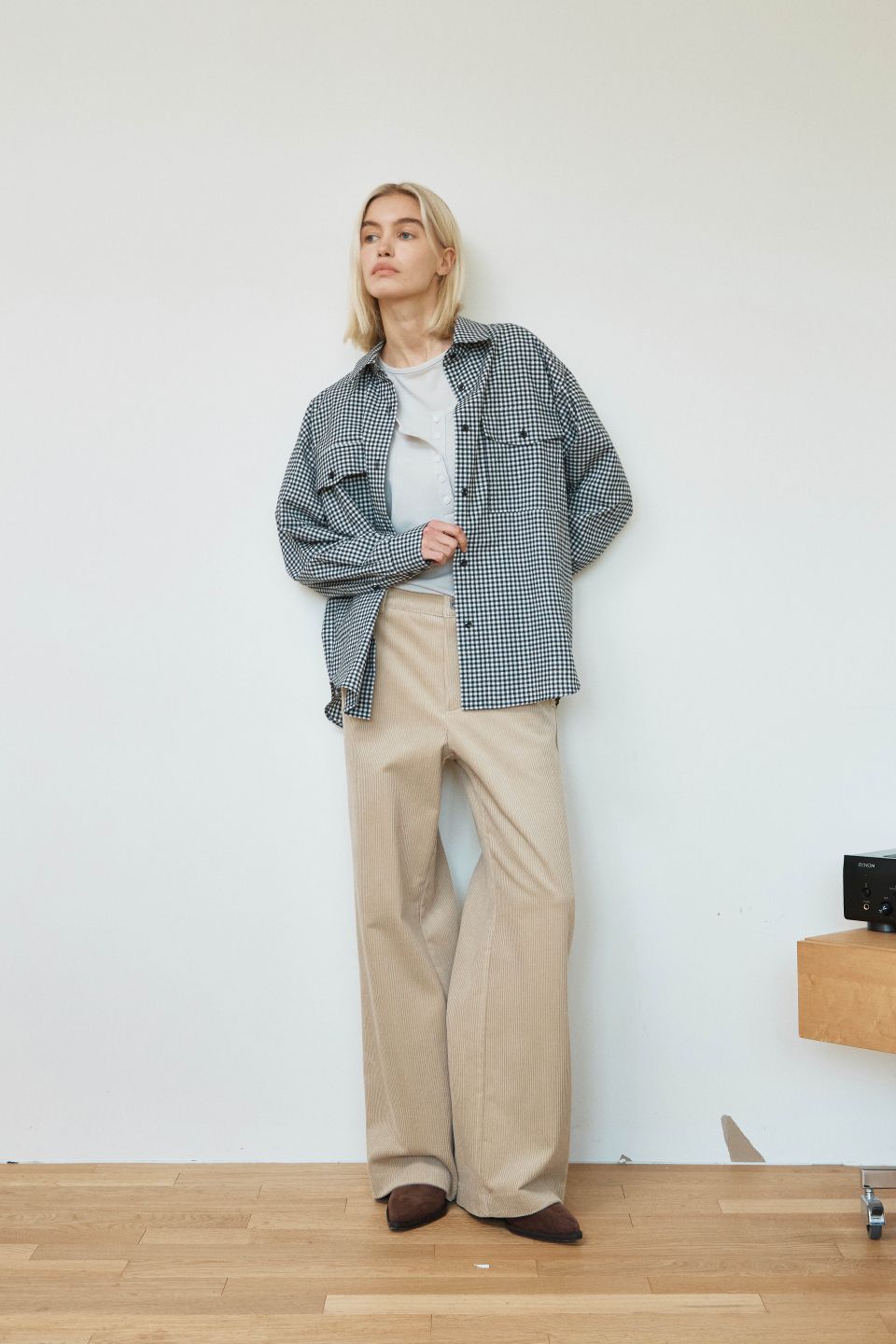 MUSINSA | IHR Oversized gingham check shirt / Black