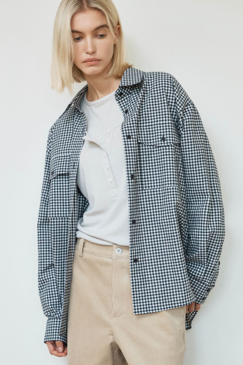 MUSINSA | IHR Oversized gingham check shirt / Black