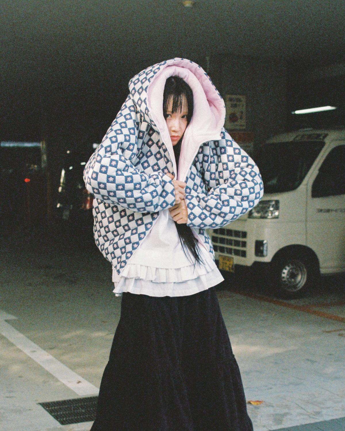 로액슈얼(LO AXUAL) REVERSIBLE HOOD PADDED JACKET_PALE BLUE