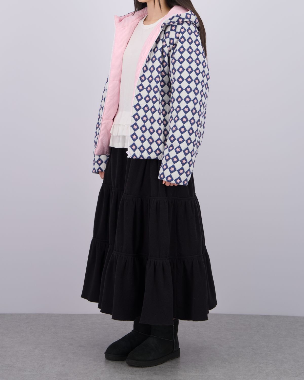 로액슈얼(LO AXUAL) REVERSIBLE HOOD PADDED JACKET_PALE BLUE