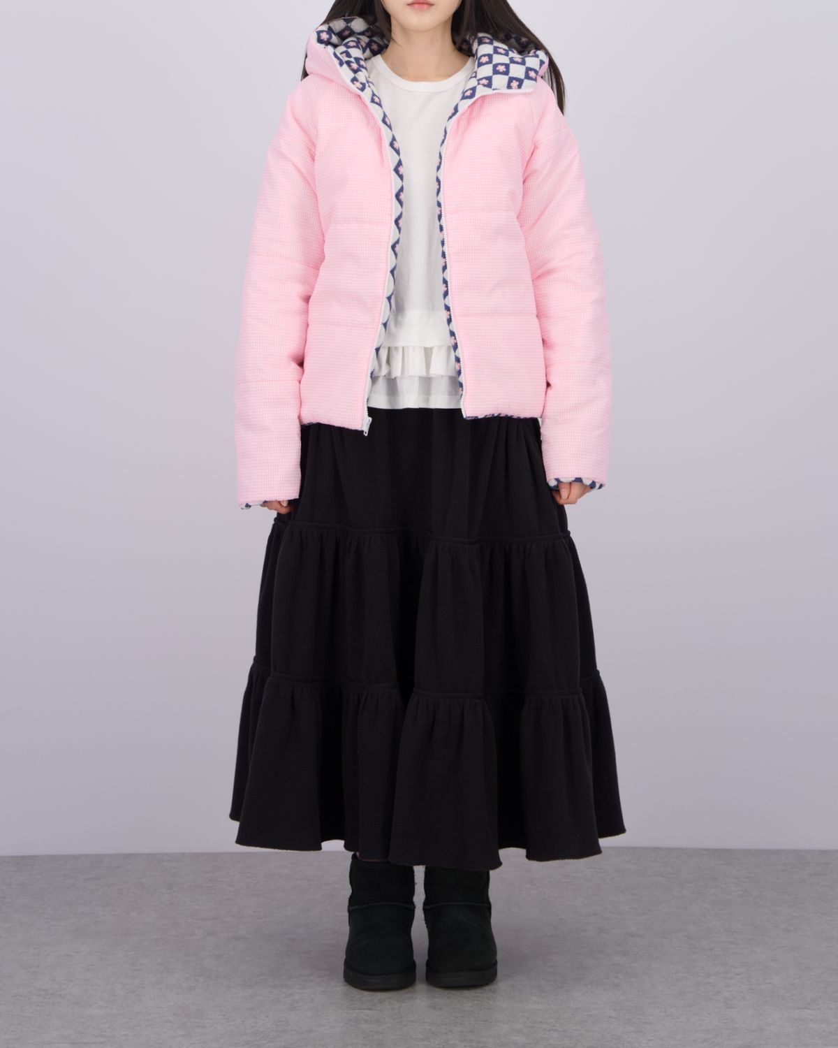 로액슈얼(LO AXUAL) REVERSIBLE HOOD PADDED JACKET_PALE BLUE