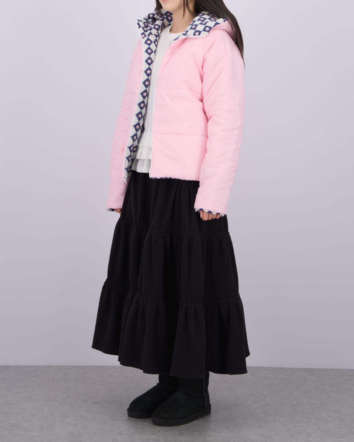 로액슈얼(LO AXUAL) REVERSIBLE HOOD PADDED JACKET_PALE BLUE