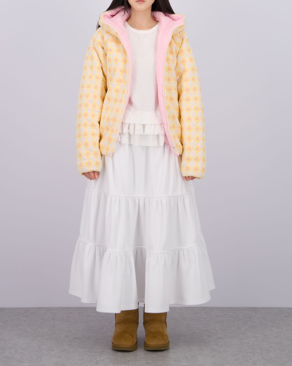 로액슈얼(LO AXUAL) REVERSIBLE HOOD PADDED JACKET_BABY YELLOW