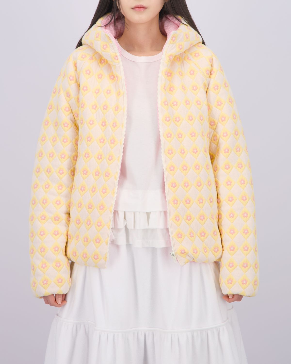 로액슈얼(LO AXUAL) REVERSIBLE HOOD PADDED JACKET_BABY YELLOW
