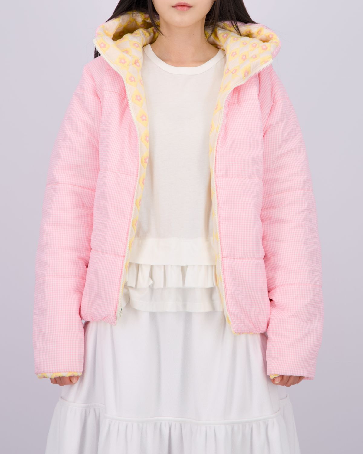 로액슈얼(LO AXUAL) REVERSIBLE HOOD PADDED JACKET_BABY YELLOW