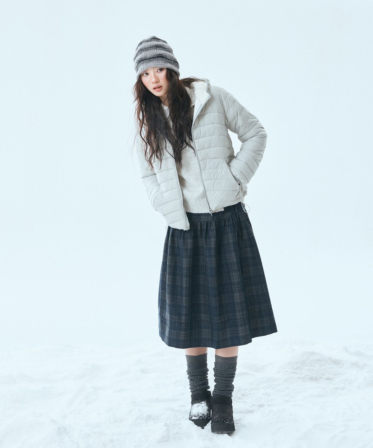 미쏘(MIXXO) 체크 미디 스커트_MIWWHG116C MIWWHG31QC MIWWHG50QC