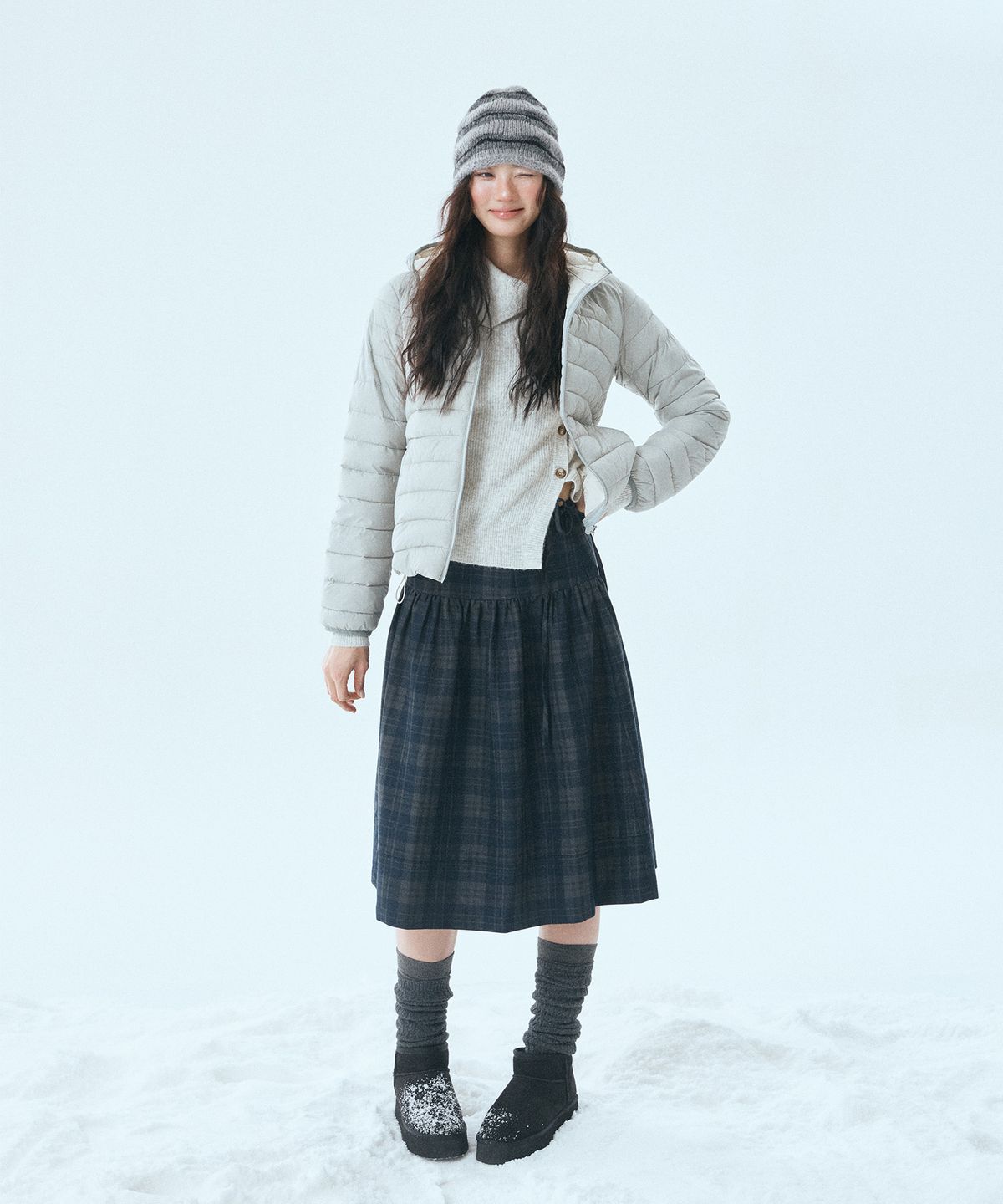 미쏘(MIXXO) 체크 미디 스커트_MIWWHG116C MIWWHG31QC MIWWHG50QC
