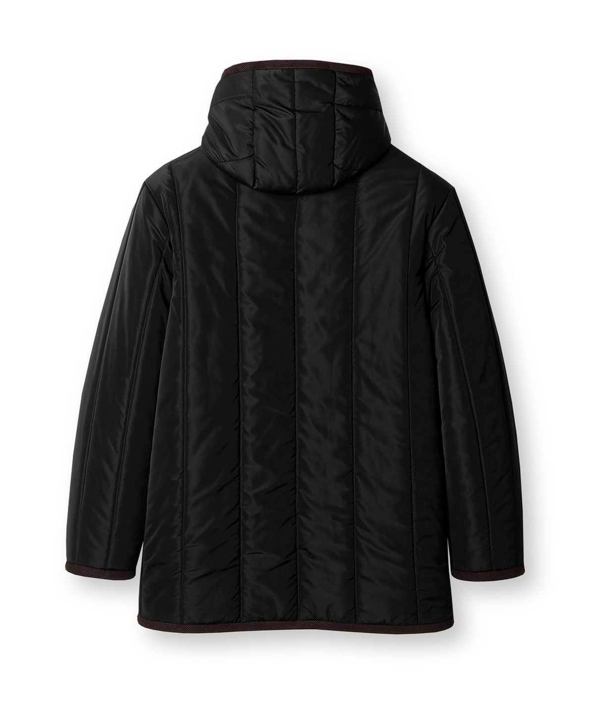에든버러클럽(EDINBURGH CLUB) HOODED VERTICAL QUILTED MID JUMPER [BLACK]