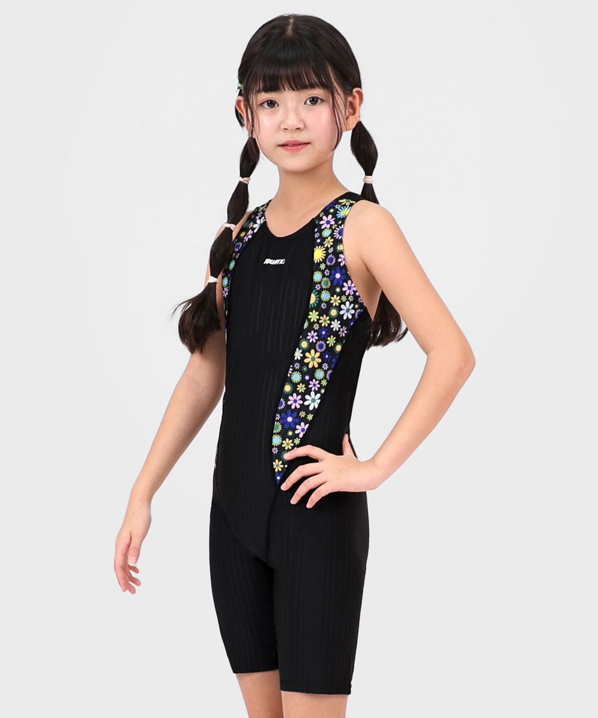 아쿠아티카(AQUATICA) 여아동 실내수영복 AQAJN105 일반용수경 파우치 코클립 6종세트