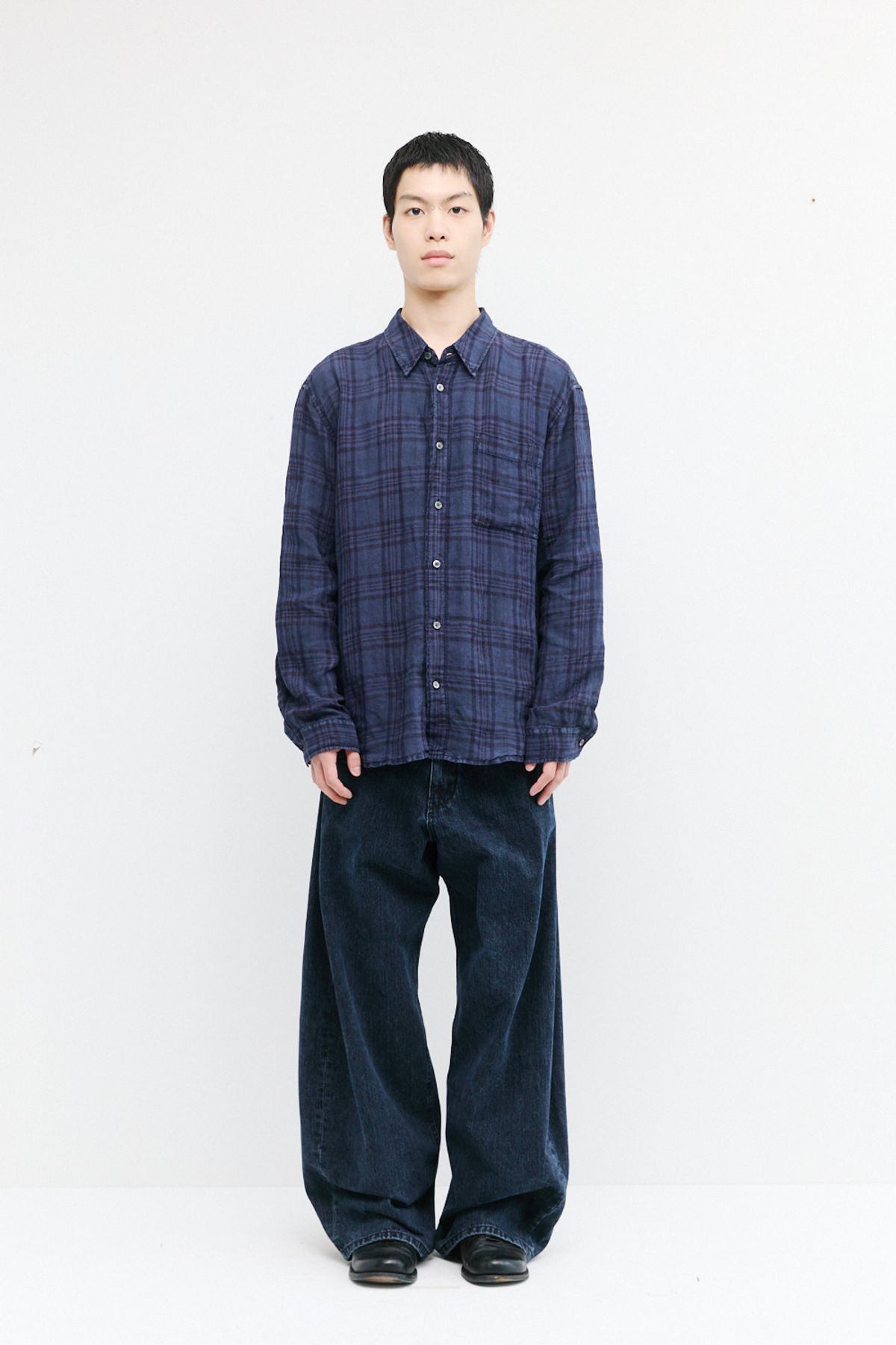 해칭룸(HATCHINGROOM) Wide Curve Jeans Dark Blue