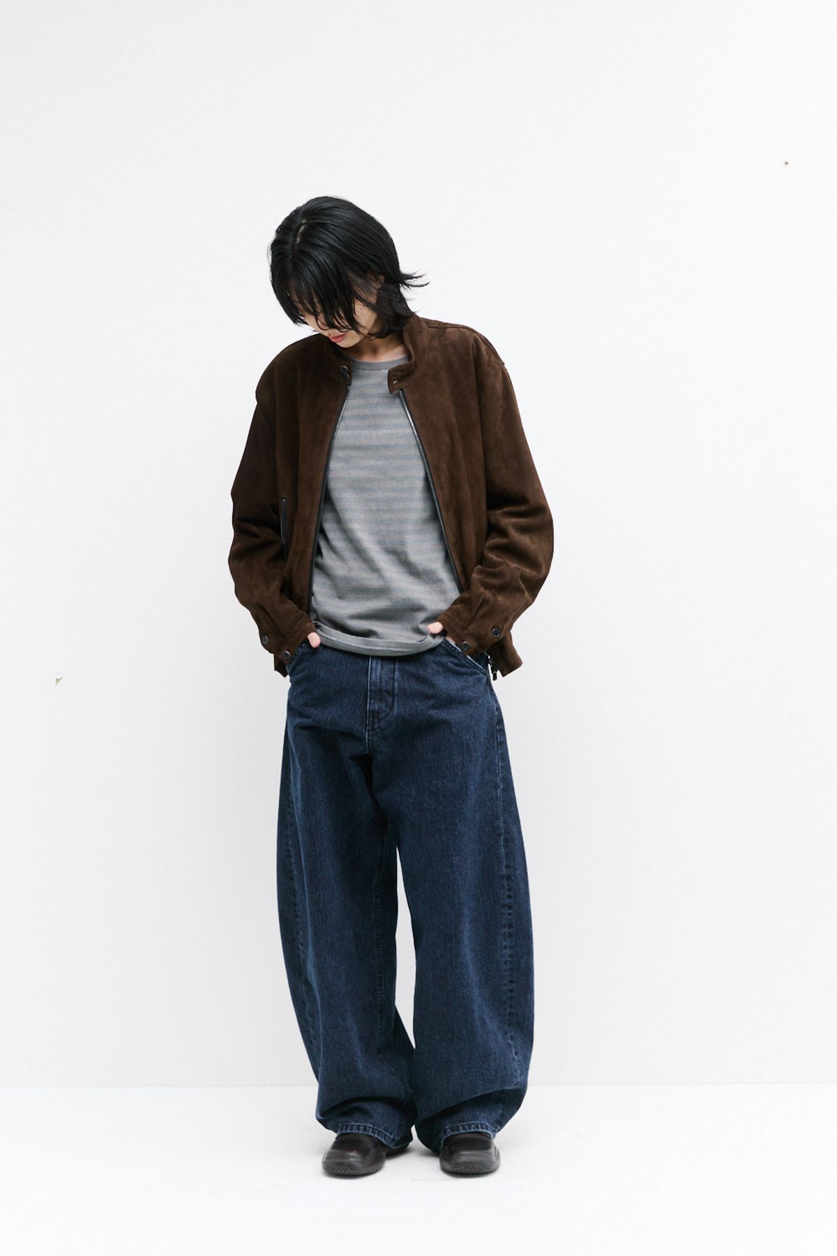 해칭룸(HATCHINGROOM) Wide Curve Jeans Dark Blue