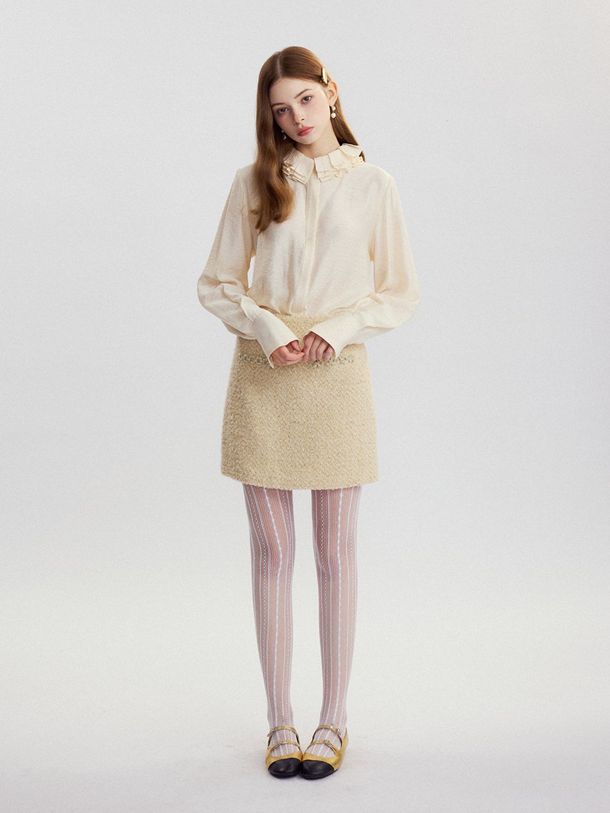 신스덴(SINCETHEN) 버터블론드 트위드 스커트