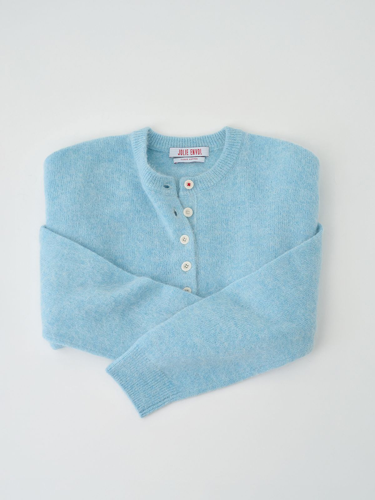 졸리앙볼(JOLIEENVOL) Alpaca Wool Henry Sweater - over fit (Blue Ciel)