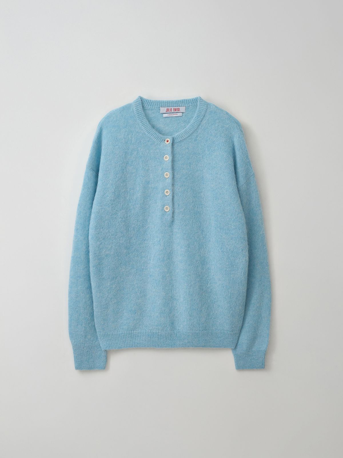졸리앙볼(JOLIEENVOL) Alpaca Wool Henry Sweater - over fit (Blue Ciel)