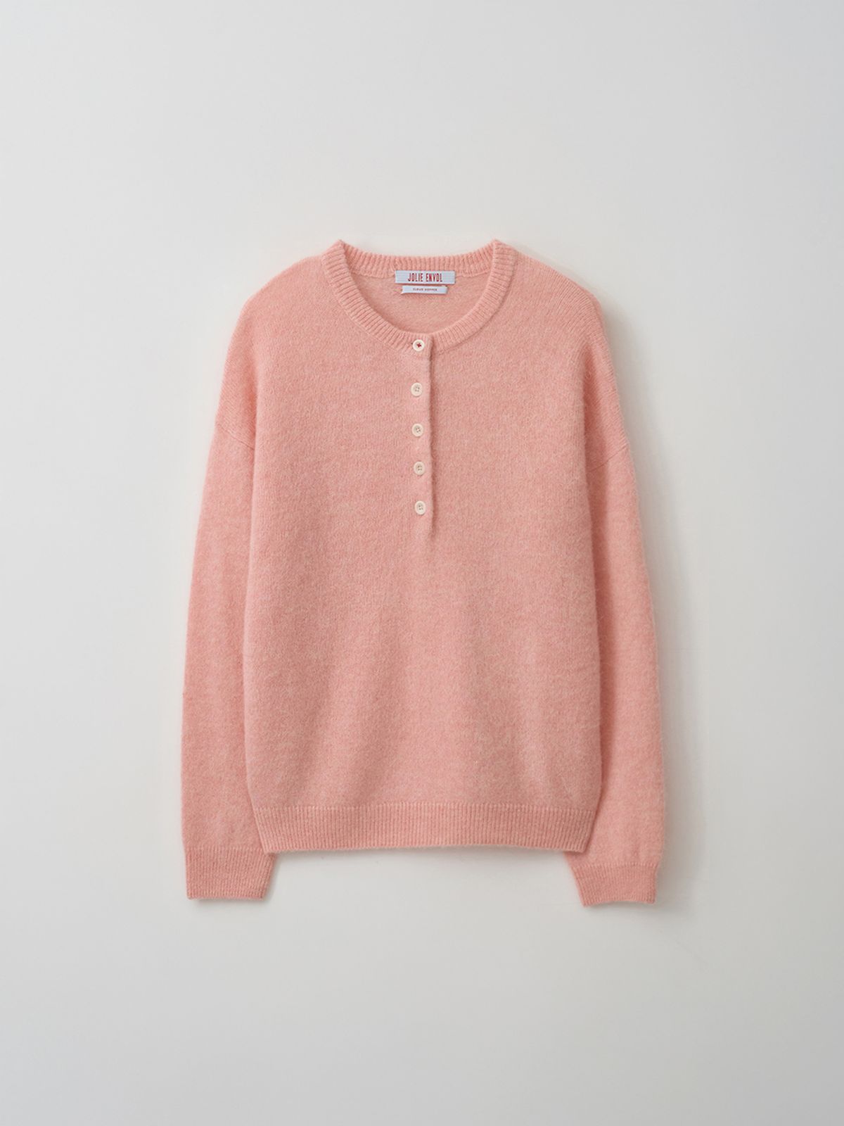 졸리앙볼(JOLIEENVOL) Alpaca Wool Henry Sweater - over fit (powdered rose)