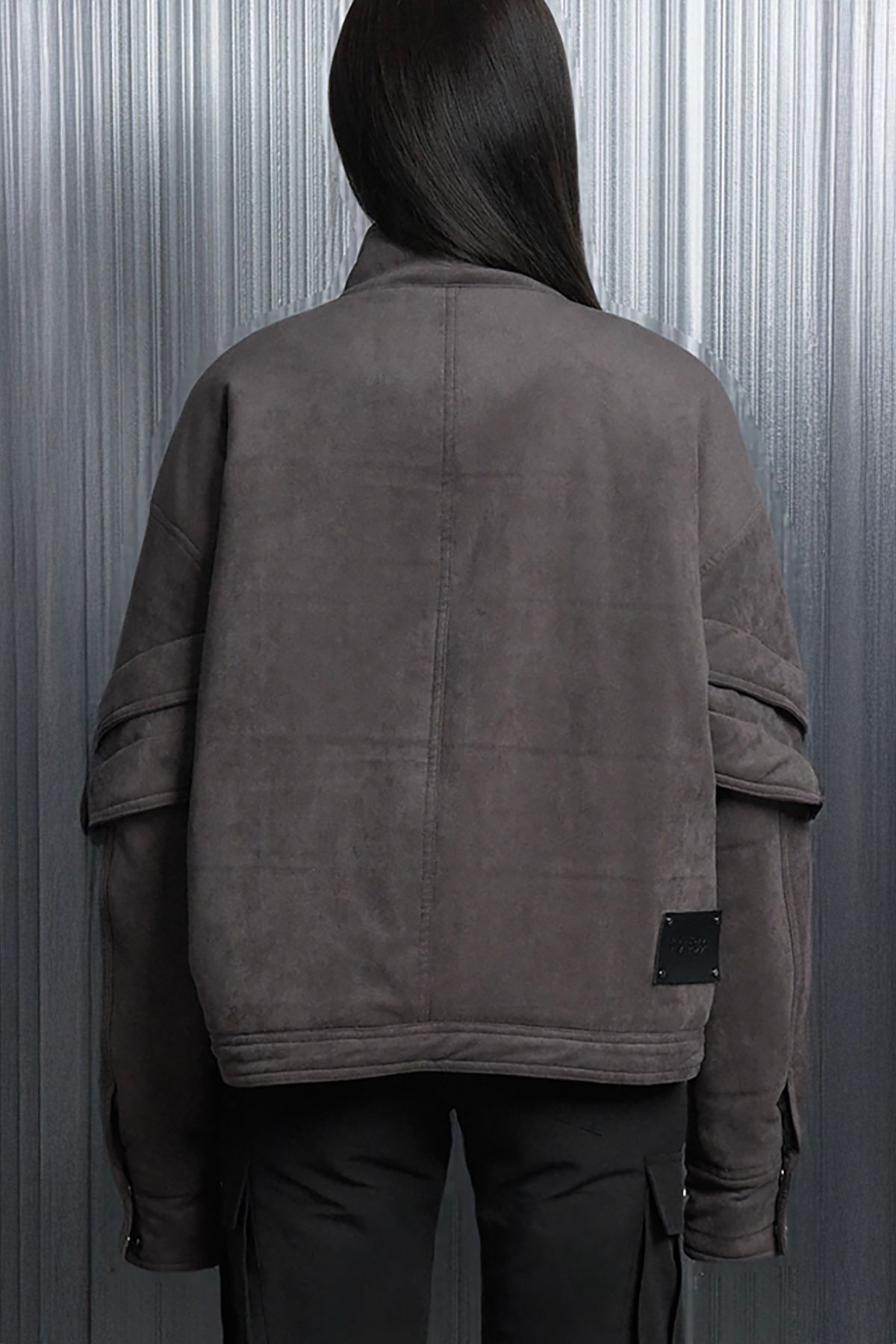에트오소메(ETRE AU SOMMET) Suede Volume Over Bomber Jacket (Brown)