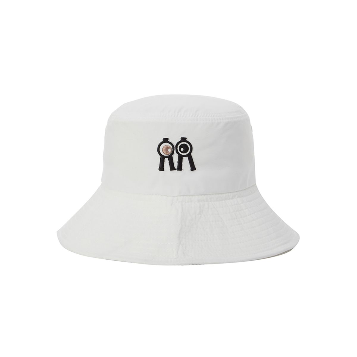 롤링롤라이(ROLLINGROLLEYE) 방수 버킷햇 화이트 빅폰트 브라운아이 Water-Resistant Bucket Hat White Big Font Brown Eye