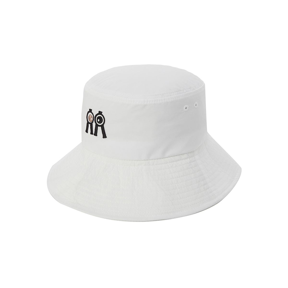 롤링롤라이(ROLLINGROLLEYE) 방수 버킷햇 화이트 빅폰트 브라운아이 Water-Resistant Bucket Hat White Big Font Brown Eye