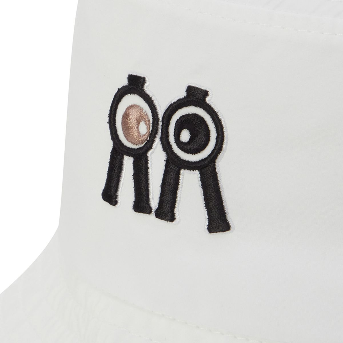 롤링롤라이(ROLLINGROLLEYE) 방수 버킷햇 화이트 빅폰트 브라운아이 Water-Resistant Bucket Hat White Big Font Brown Eye