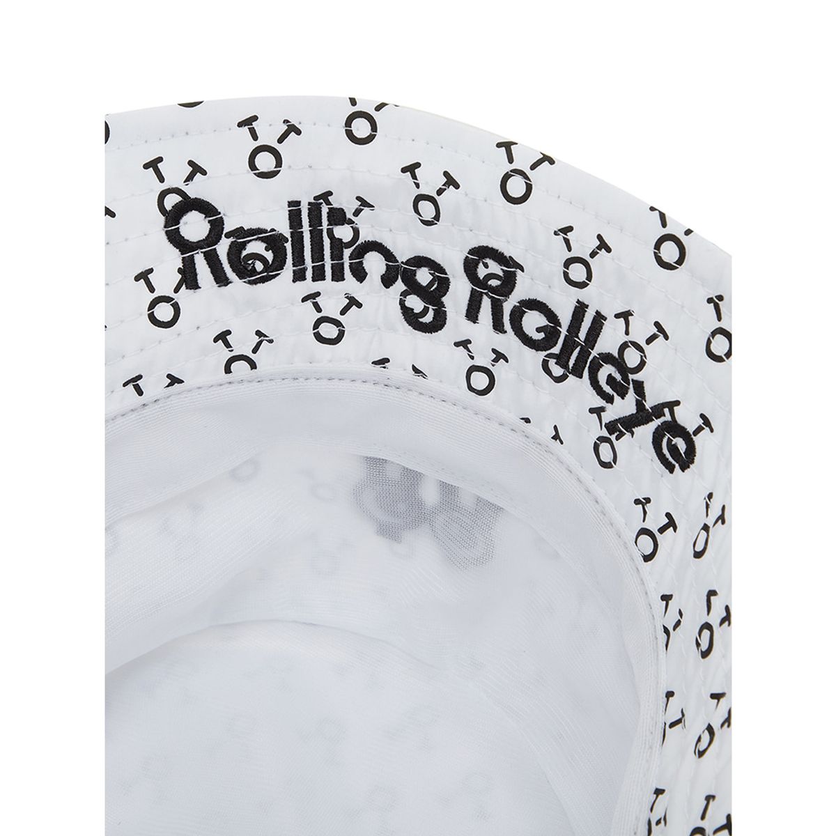 롤링롤라이(ROLLINGROLLEYE) 방수 버킷햇 화이트 블랙로고패턴