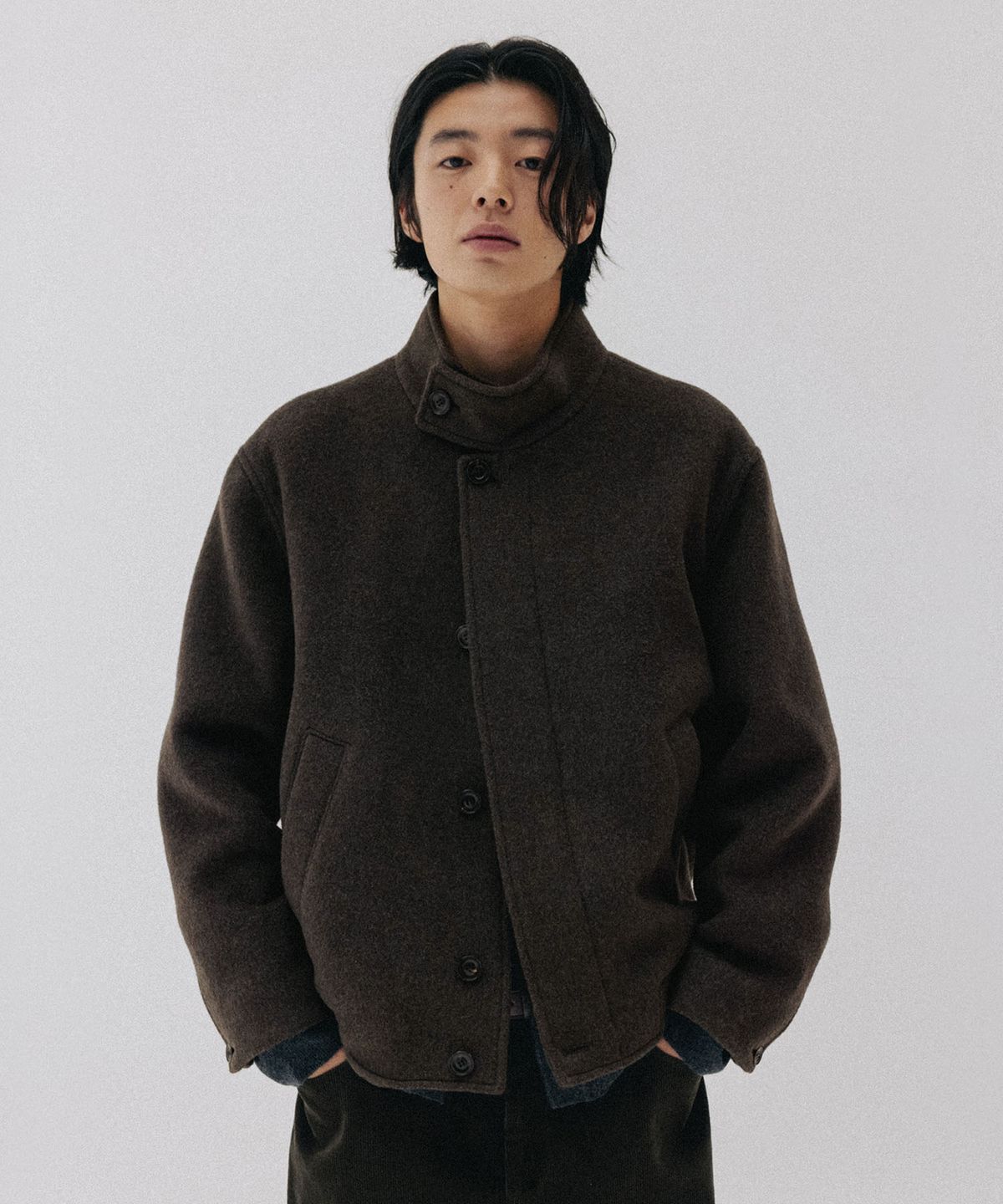블랭크룸(BLANKROOM) 울 하이넥 블루종_MOCHA BROWN