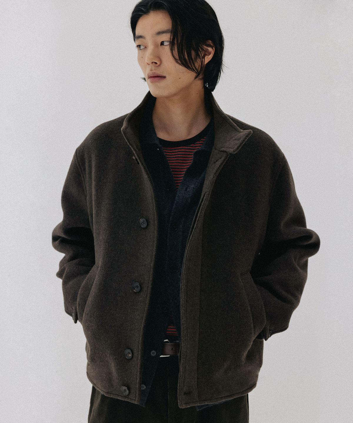 블랭크룸(BLANKROOM) 울 하이넥 블루종_MOCHA BROWN