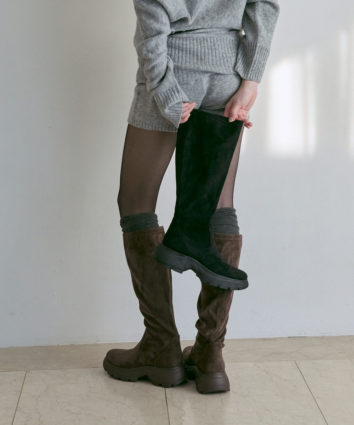 스퍼(SPUR) Cecile Minimal Span Long Boots 롱 부츠 5CM -VA9062 (2color)