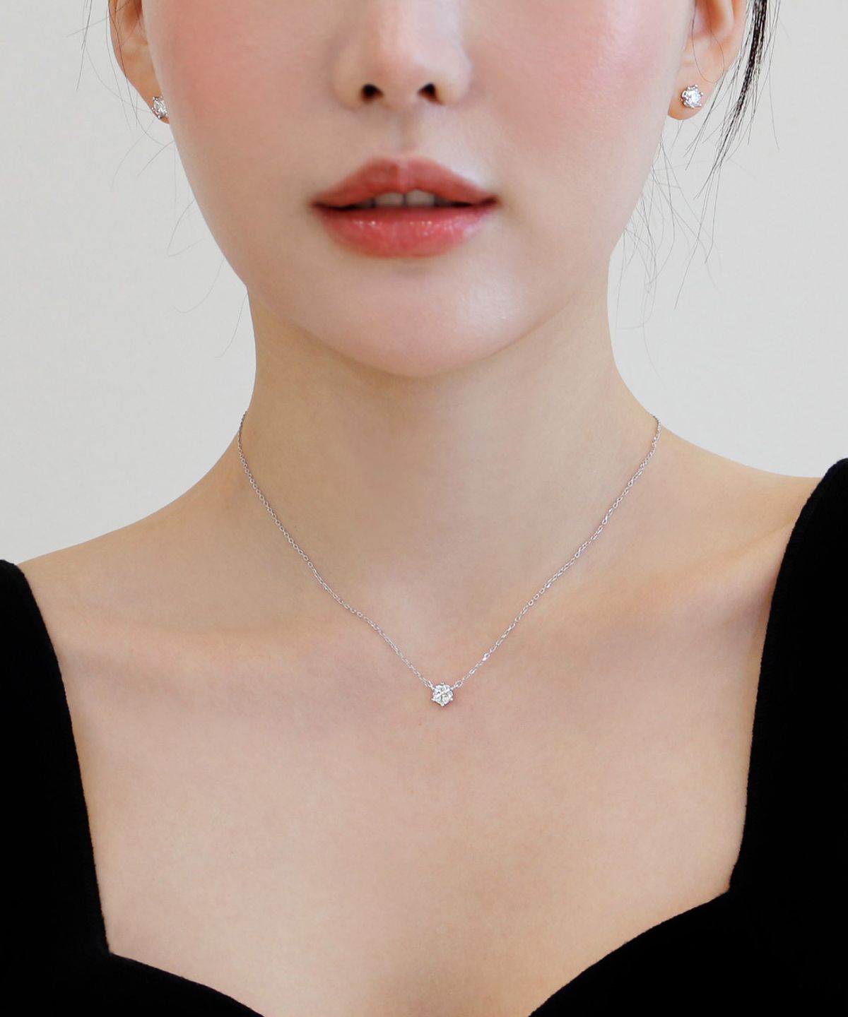 47베이지(47BAG) 모이사나이트 다이아 목걸이 5부 1캐럿 2캐럿 6프롱 펜던트