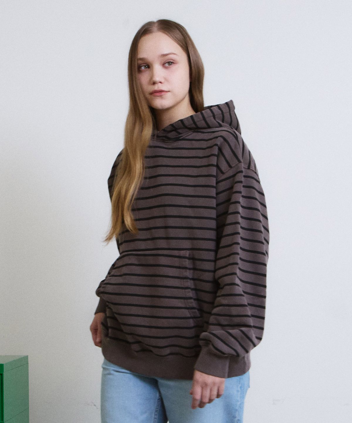에이던엠(ADERNM) PIGMENT DAILY STRIPE HOODIE (MOCKA)