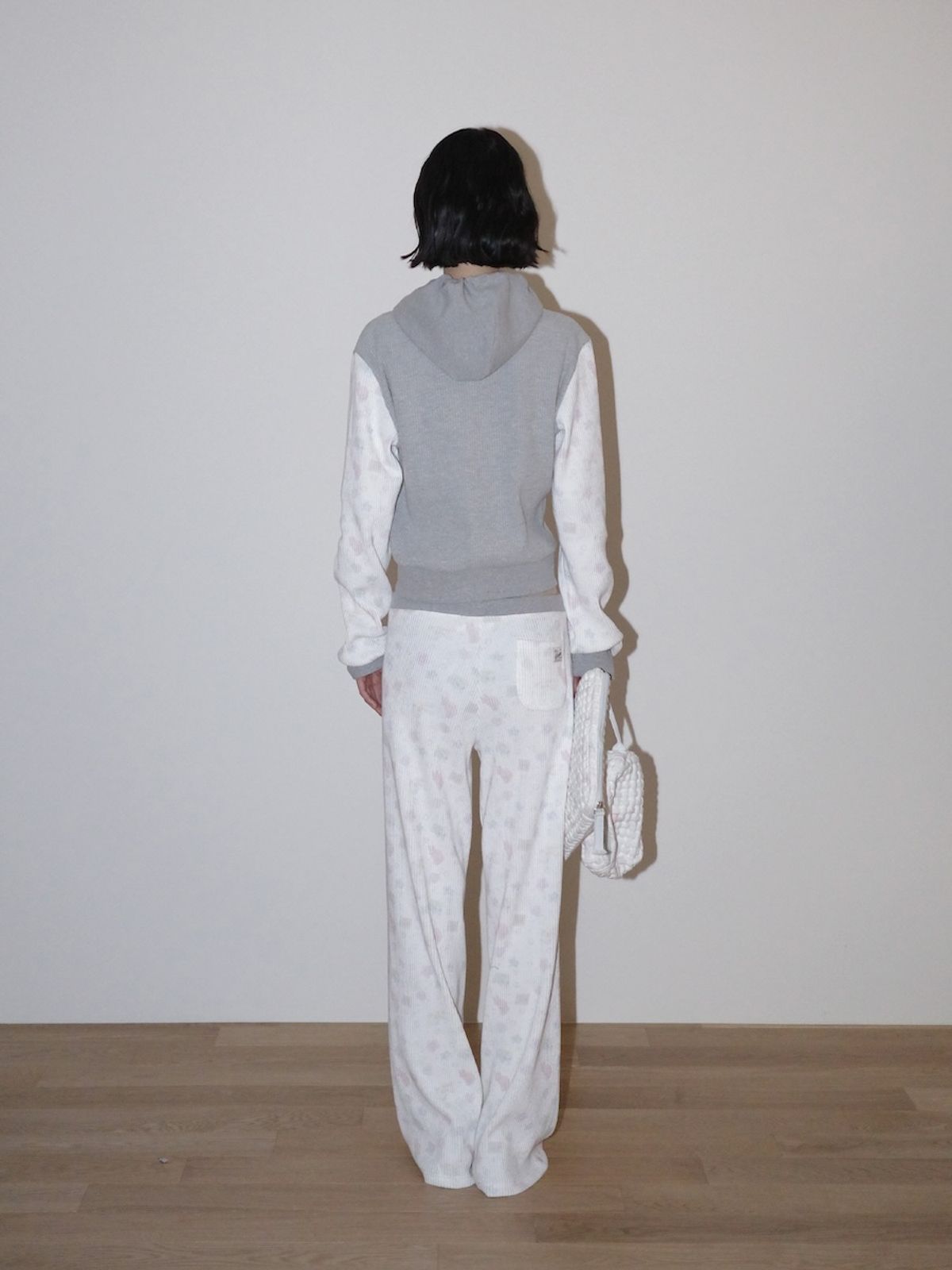 글로니(GLOWNY) CONTRAST DREAMY WAFFLE HOODIE (GRAY)