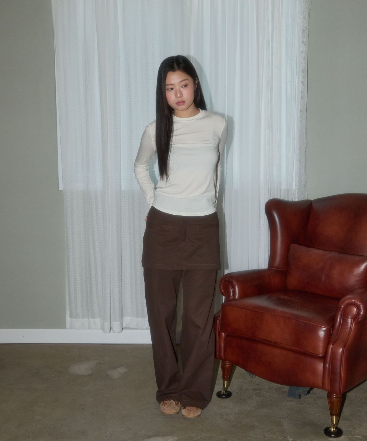 레터리(LETERIE) EMBROIDERED POCKET SKIRT PANTS_2COLOR