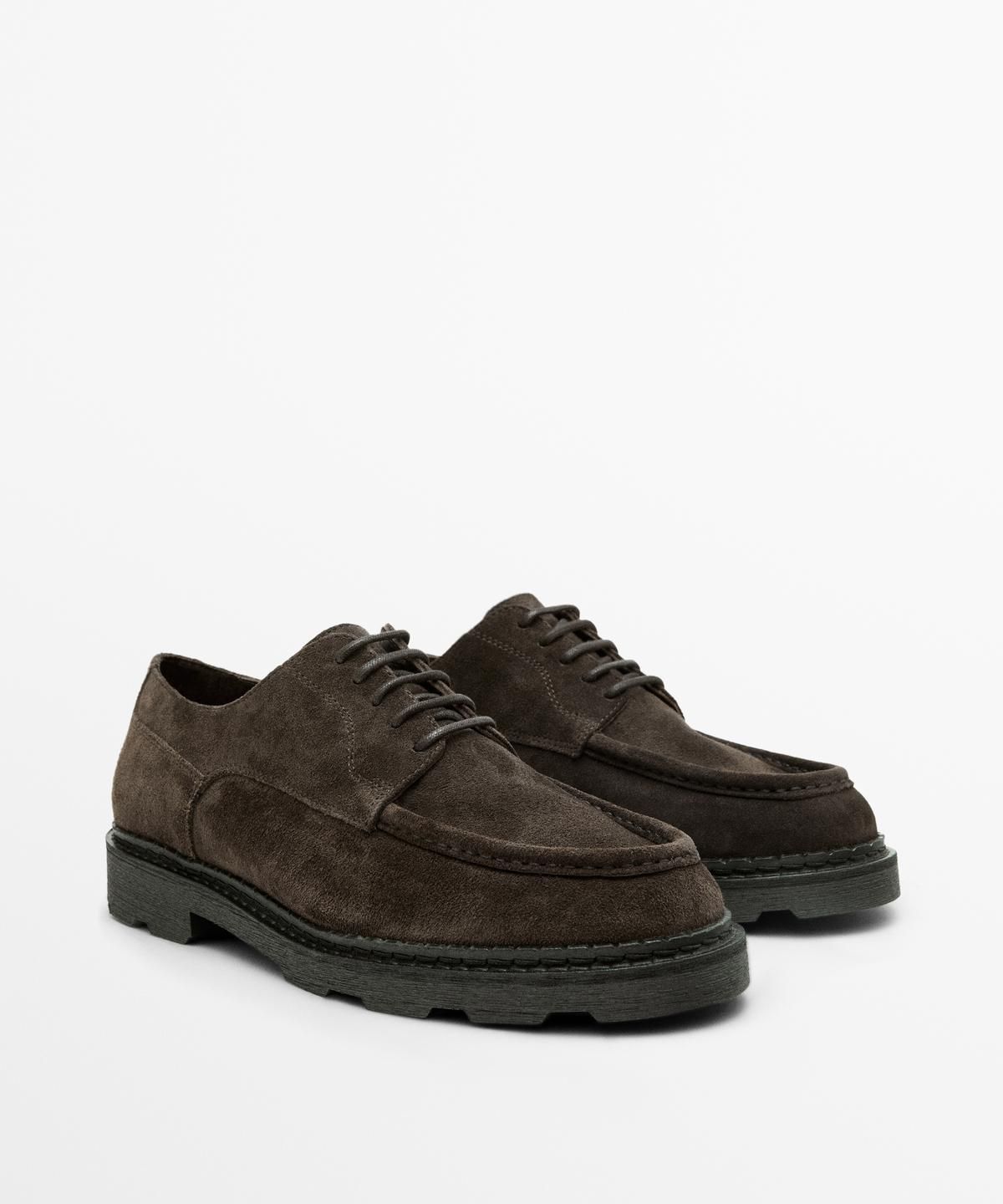마시모두띠(MASSIMO DUTTI) 스티치 디테일 스플릿 스웨이드 슈즈