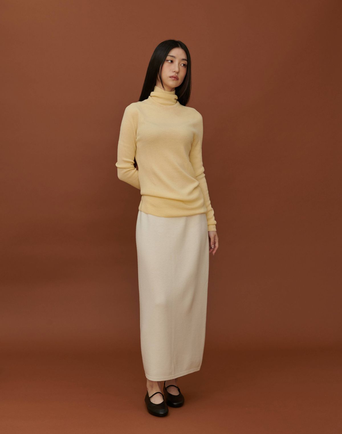 베이스스레드(BASETHREAD) Fine Rib Wool Turtleneck_YELLOW