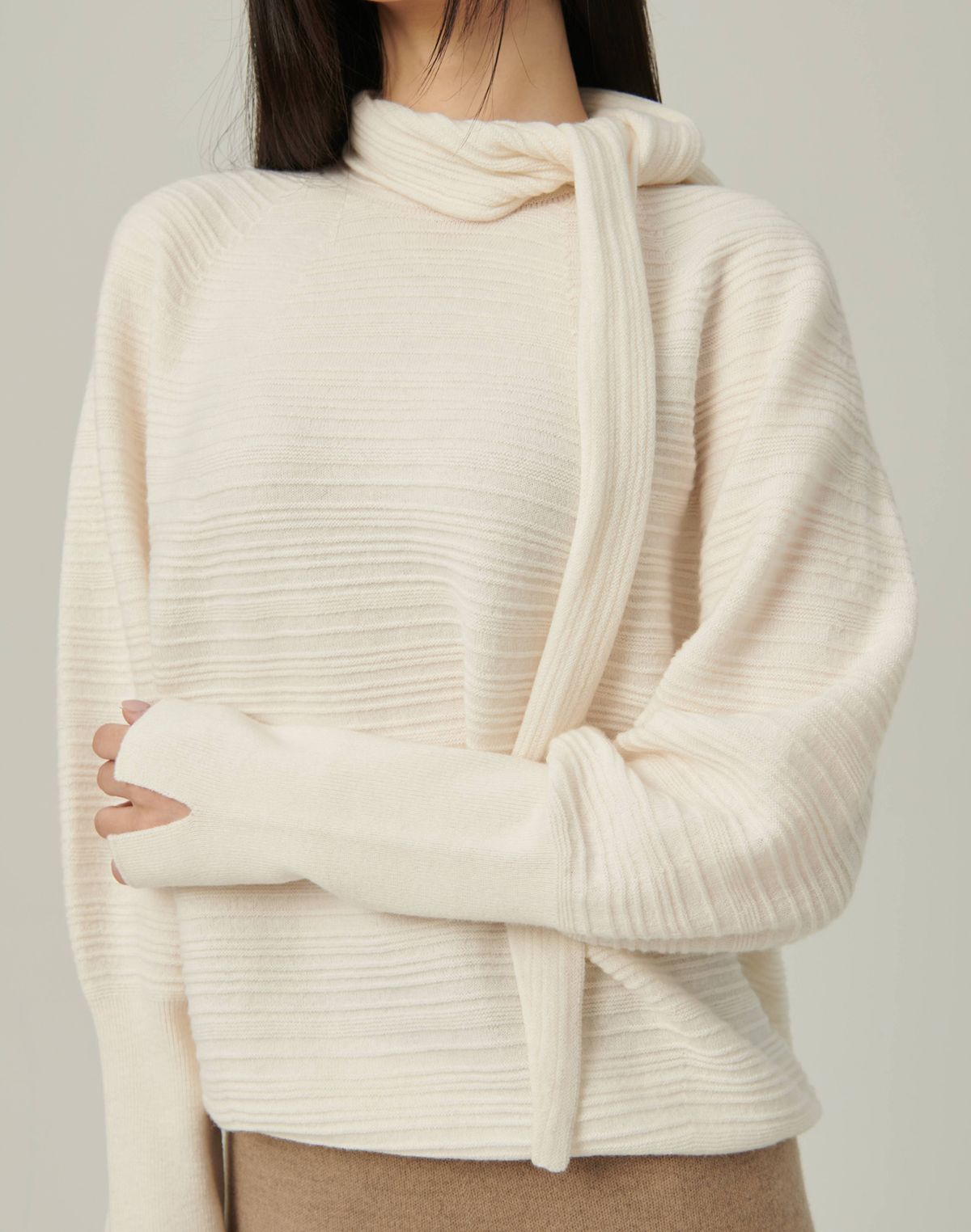 베이스스레드(BASETHREAD) Horizontal Texture Wool Pullover_IVORY